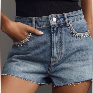 Pilcro Lover Embellished Denim Shorts